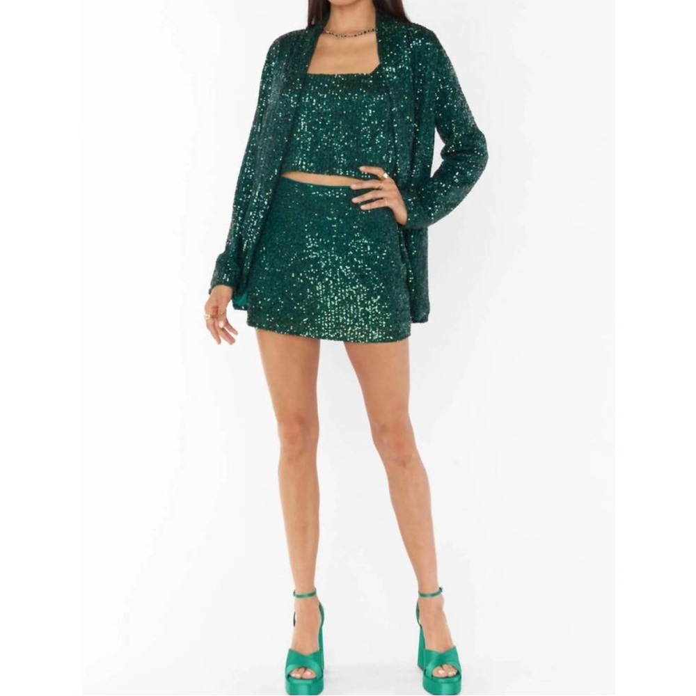 Show Me Your MuMu Dance Blazer Emerald Green Sequins Jacket NWT - Picture 7 of 7